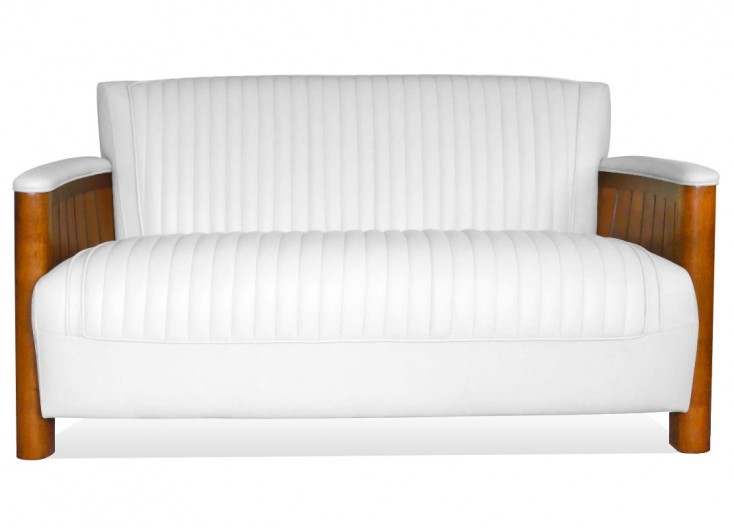 Cognac sofa - White leather