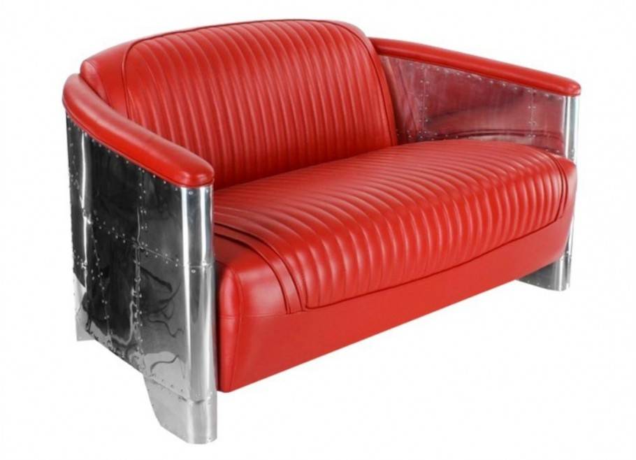 Club sofa DC3 - 3 seaters - Red leather