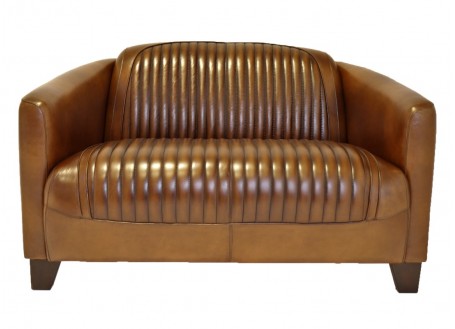 Sofa club in brown leather 