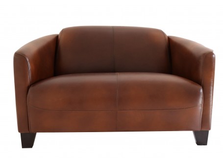 Barquette sofa club in brown leather
