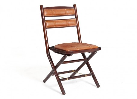 Folding safari chair in Mahogany and leather