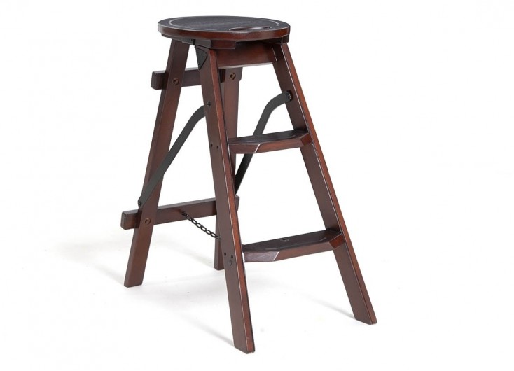 Step stool in dark wood for decoration