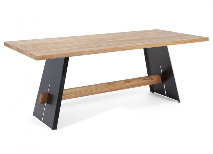 Table repas Torii en teck et métal longueur 2m