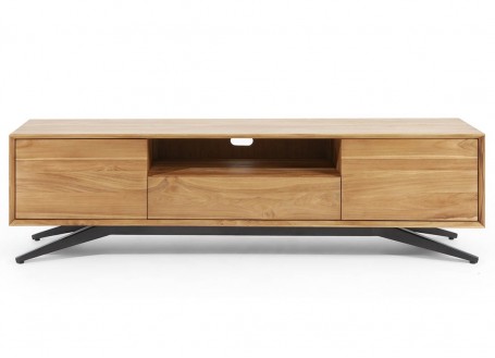 TV cabinet in teak wood and metal - L160 cm - medium size