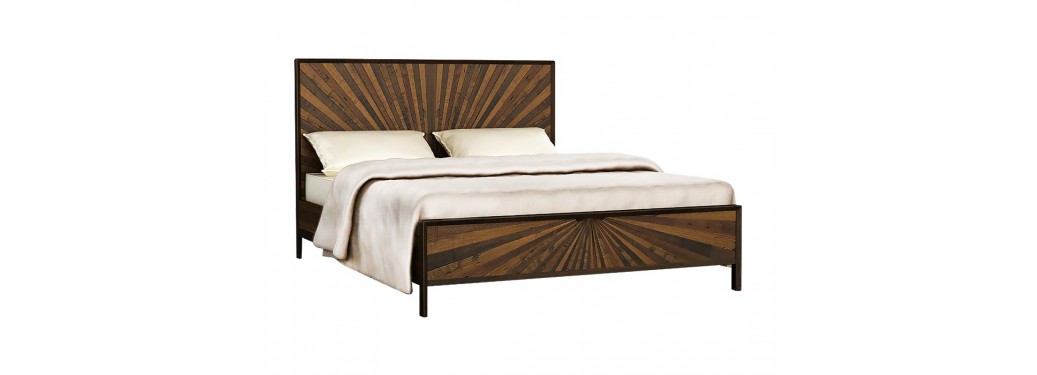 Lit 2 places design Surya - Finition noyer - 140cm
