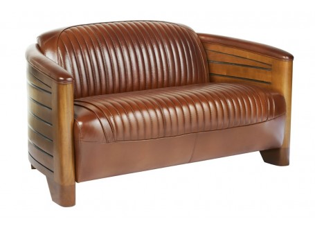 Pirogue sofa - 2 seaters - Brown leather