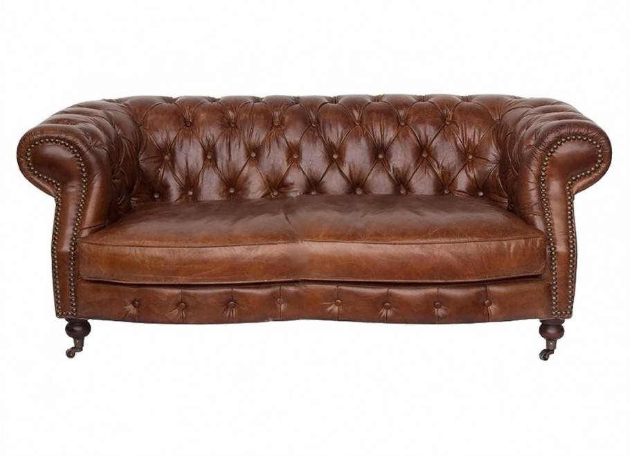 Chesterfield sofa "Zola", 2 seaters - Brown leather