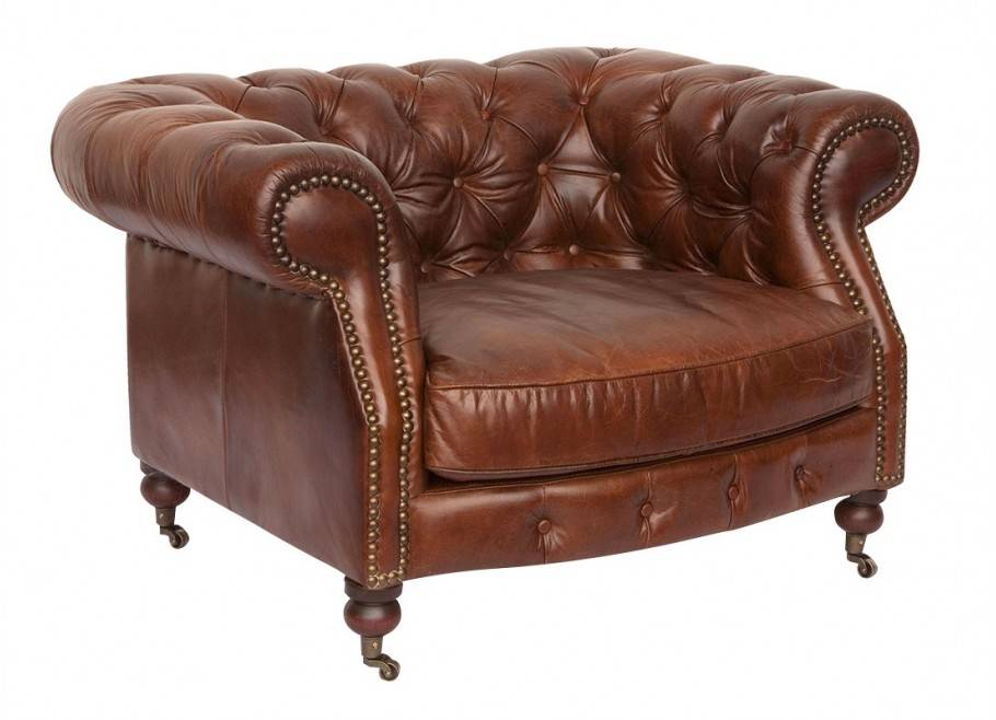 Chesterfield armchair "Zola" - Brown leather