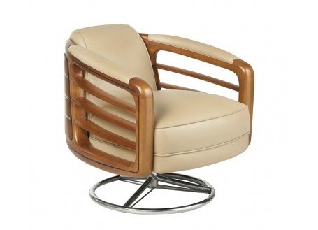Riviera swivel armchair - Beige leather