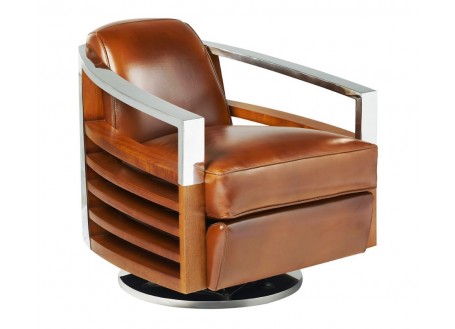 Madison swivel armchair - Brown leather
