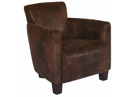 Fauteuil club Nogent - tissu chocolat