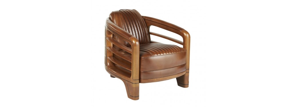 Fauteuil Riviera - cuir marron