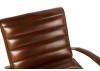 Swivel easy chair in brown leather and inox
