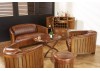 Canoë round footstool - dark brown leather