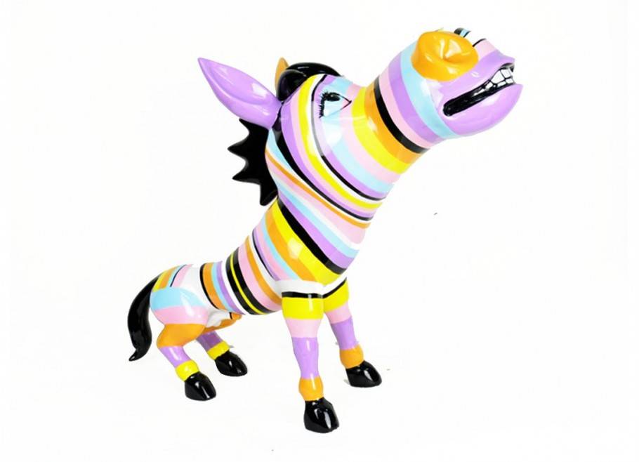 Statue of a multicoloured donkey statue in resin