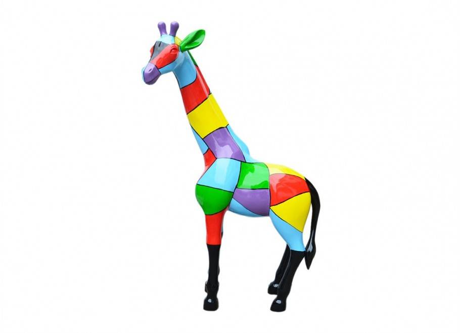 Grande statue de girafe multicolore