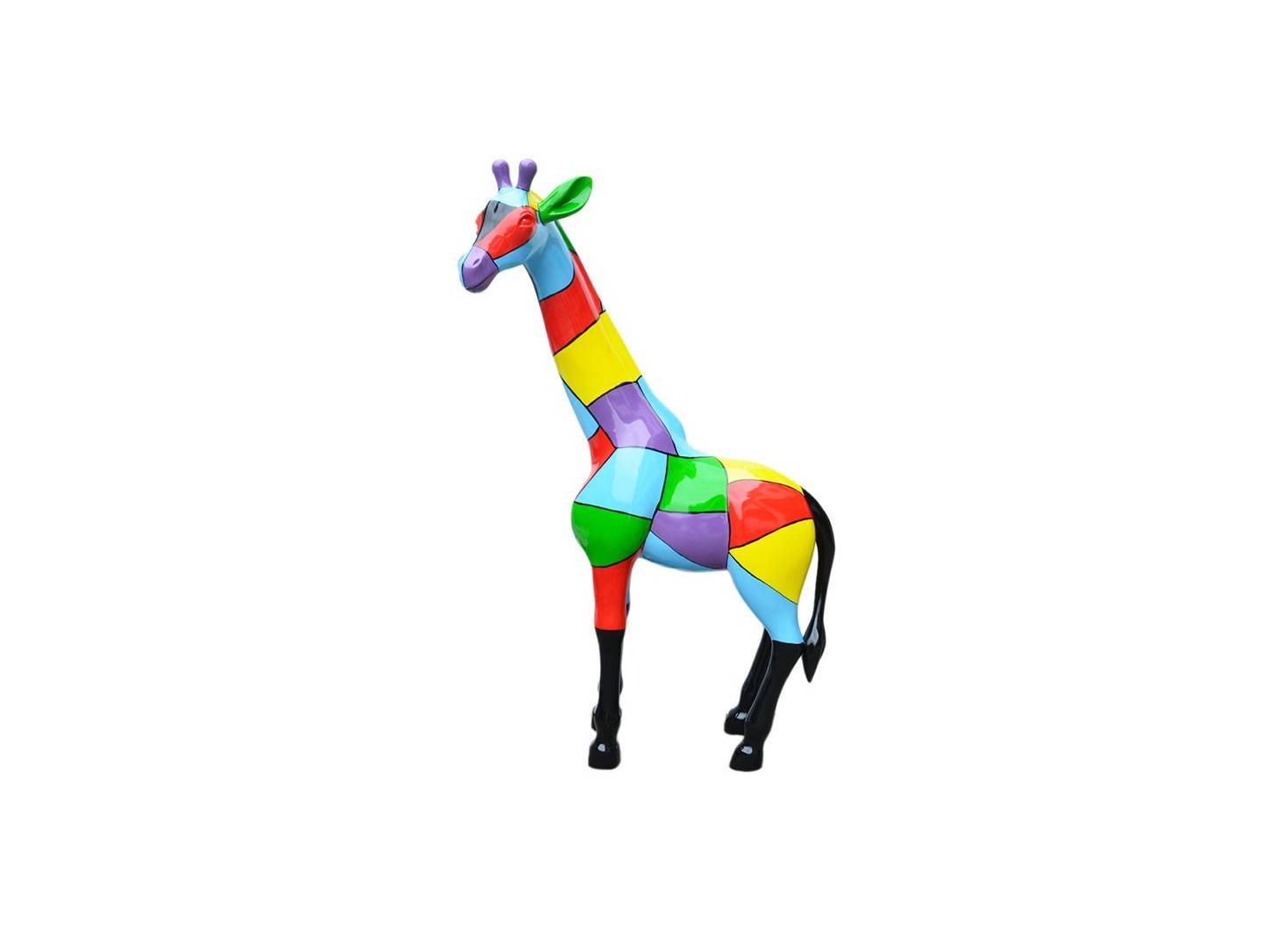 Grande statue de girafe multicolore