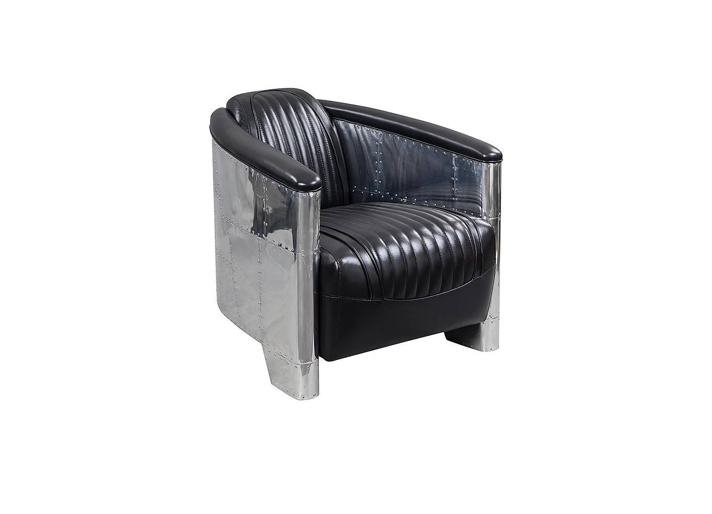 Black leather aviator armchair DC3
