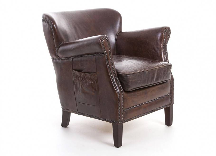 Fauteuil club Camus - Cuir marron