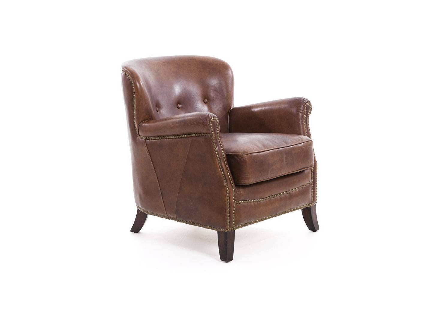 Fauteuil club en cuir et clous