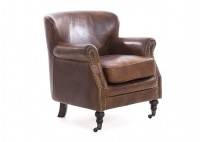 Club armchair in brown aged leather