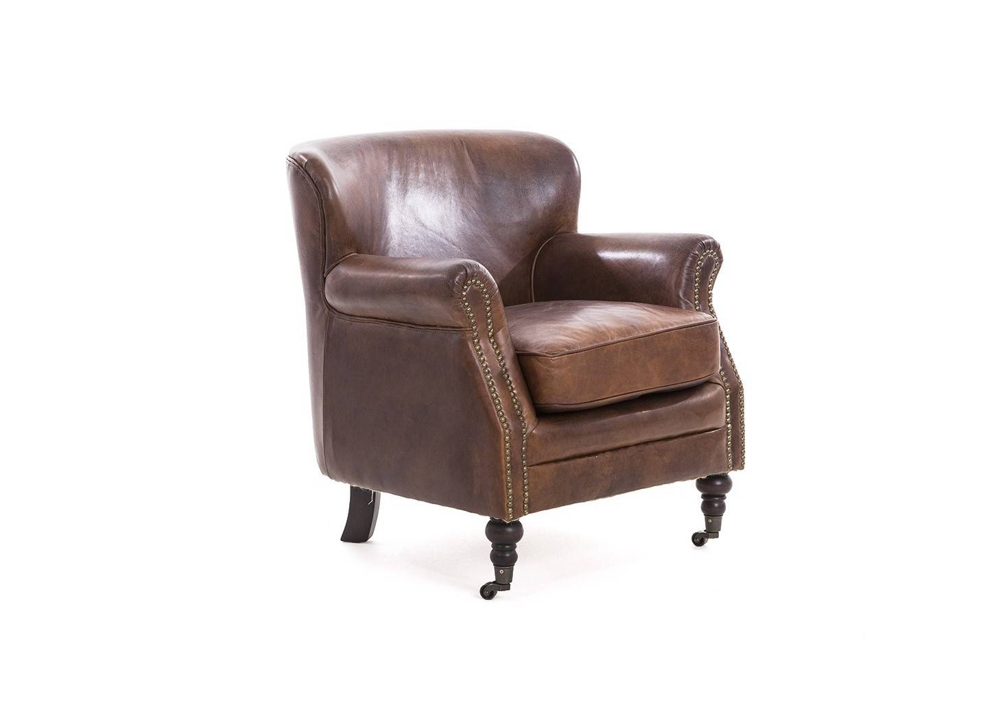 Club armchair in brown aged leather