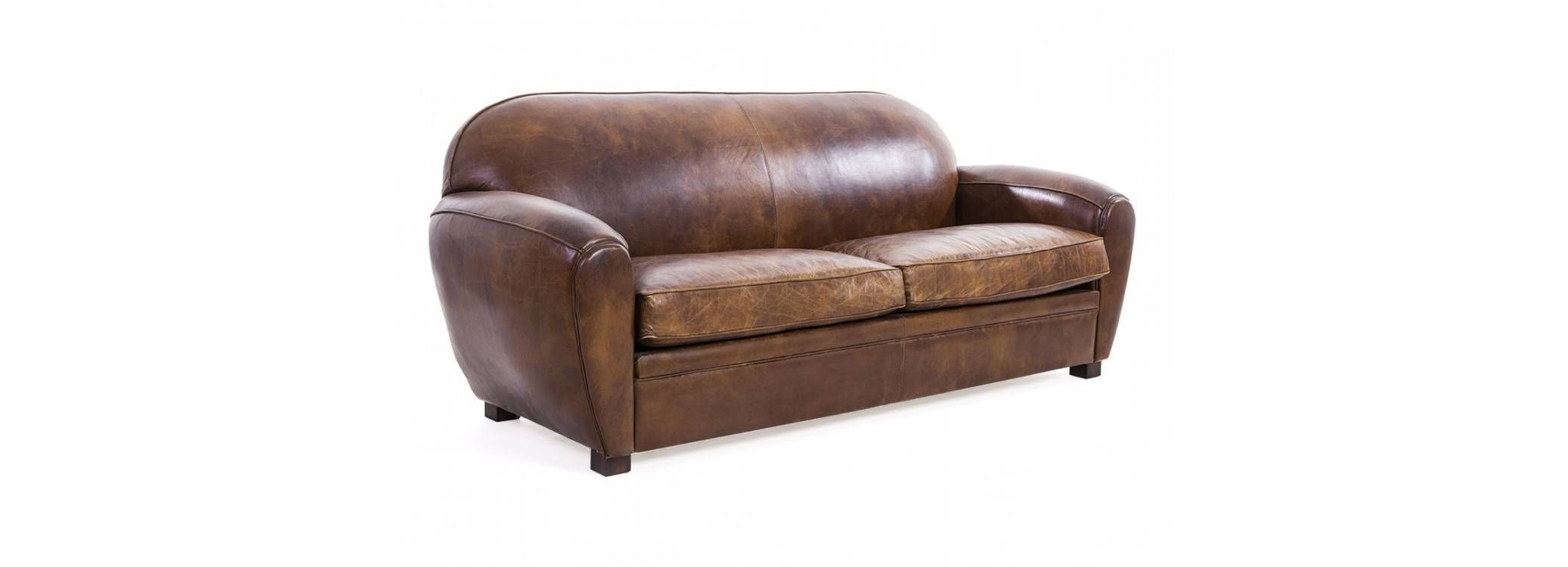 Club sofa Chruchill - 3 seaters - Brown leather