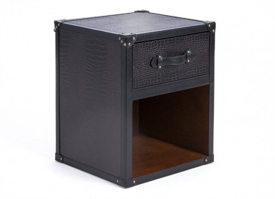 Bedside table Cap Horn - 1 drawer - Dark brown crocodile style