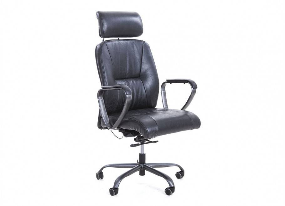 Office swivel armchair Jefferson - Black leather