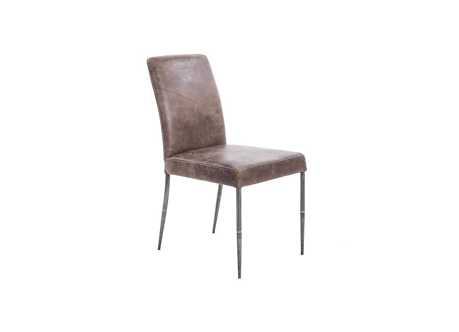 Chaise en cuir marron vintage et métal noir - L47 cm
