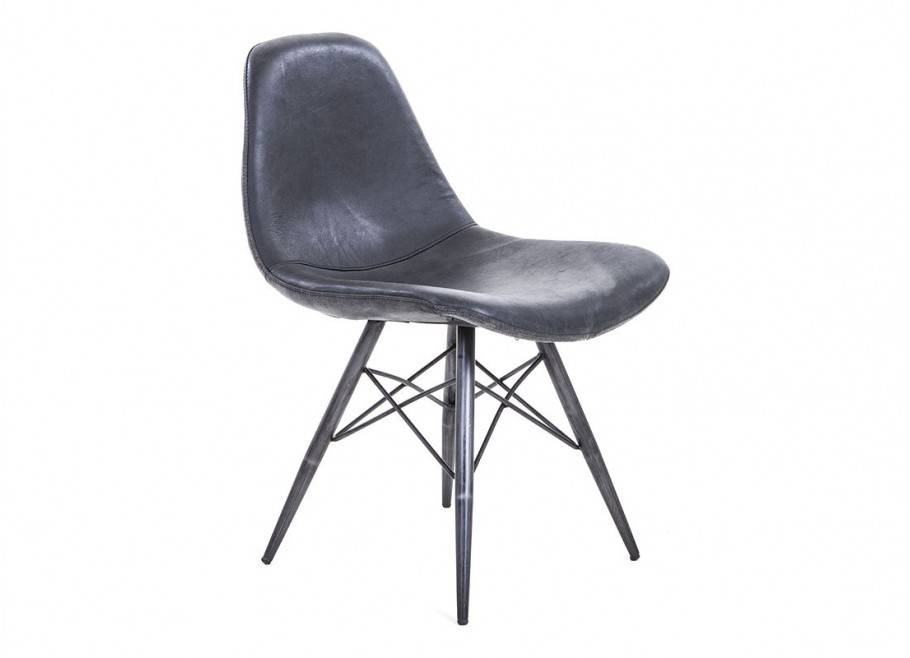 Chair Jackson - Black leather and metal