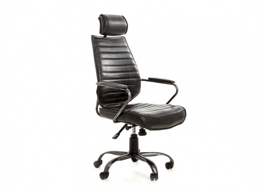 Fauteuil de bureau cuir méta noir - H114 cm