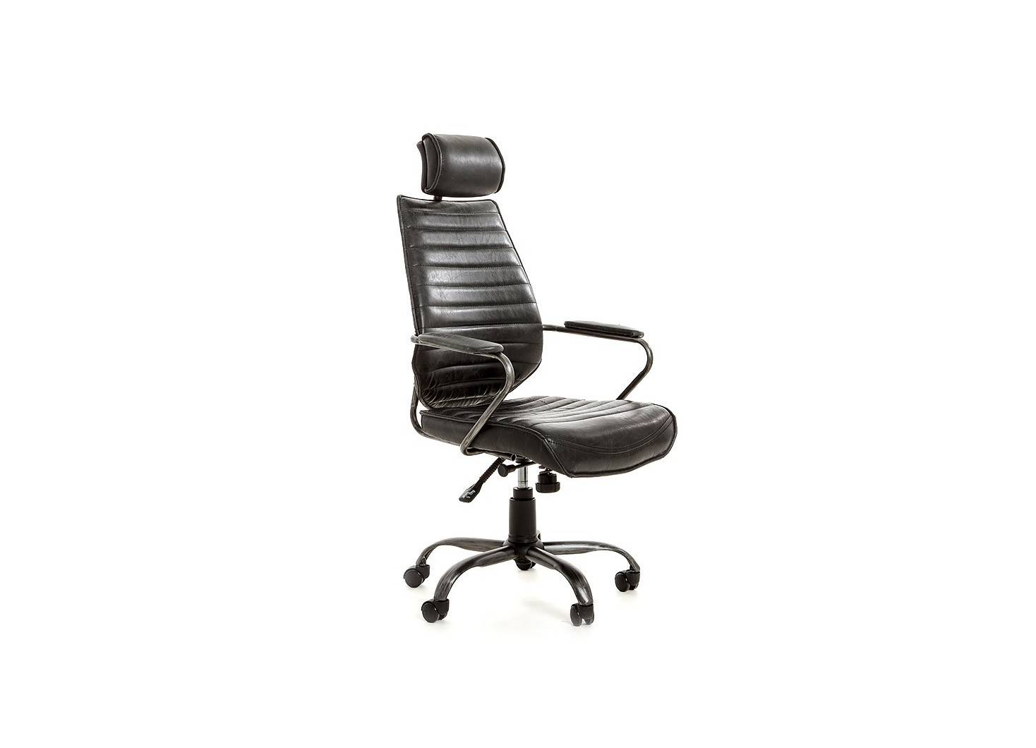 Fauteuil de bureau cuir méta noir - H114 cm