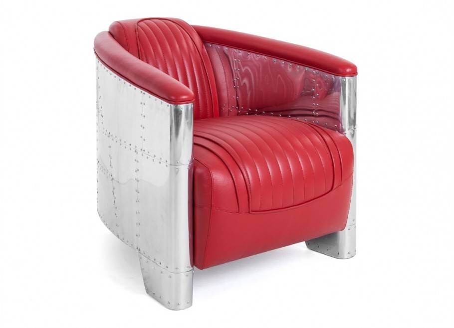 Red leather aviator armchair DC3