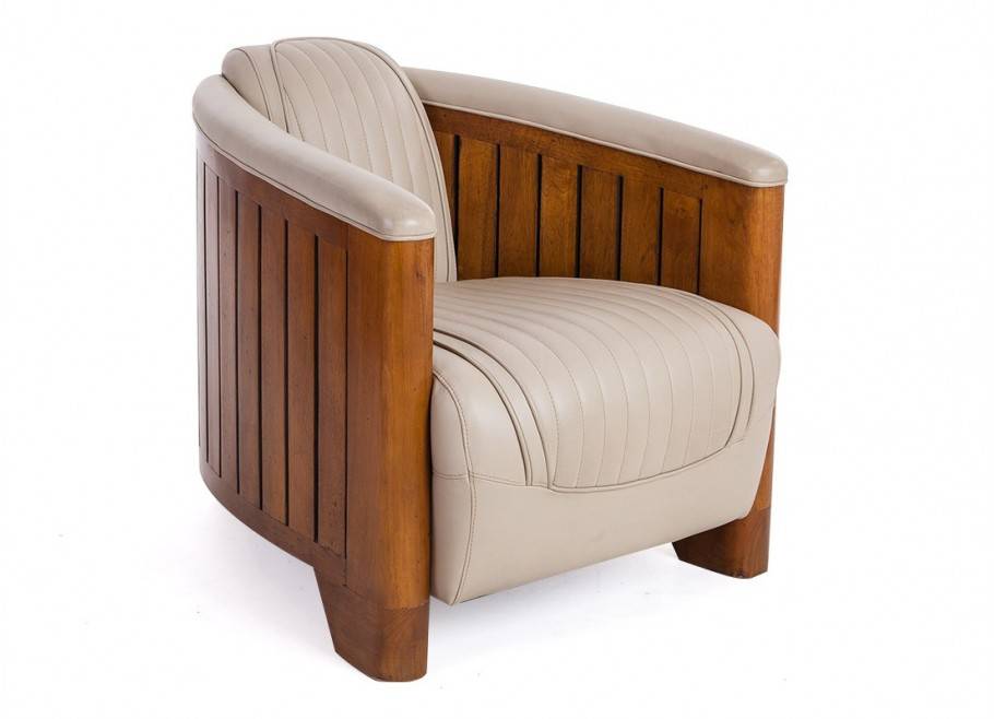 Canoë armchair - beige leather