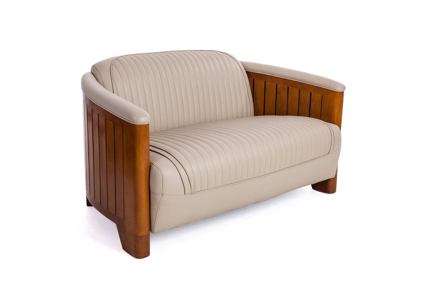 Beige leather settee club Canoë 