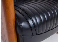 Fauteuil club Canoë - cuir noir