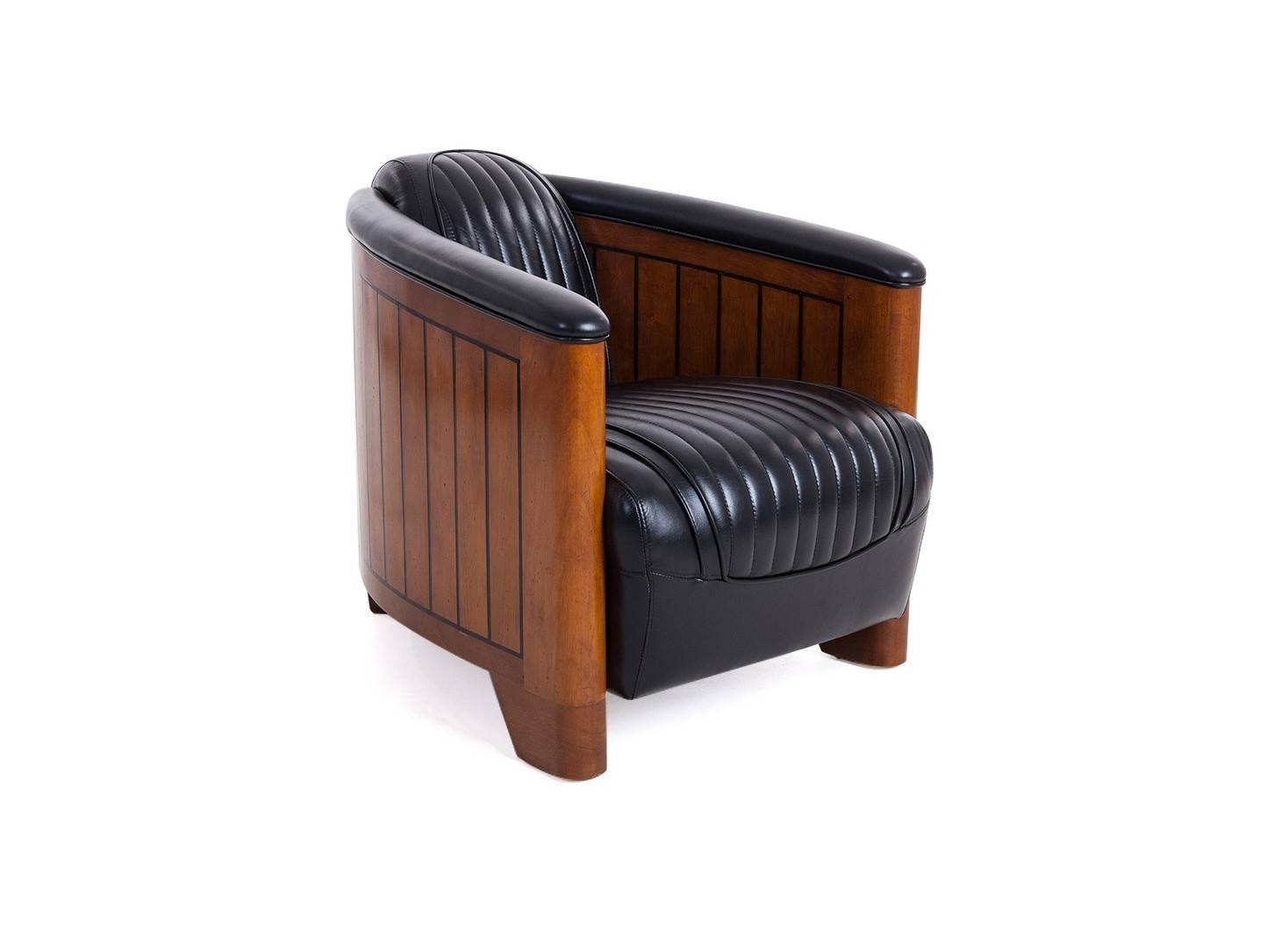 Fauteuil club Canoë - cuir noir