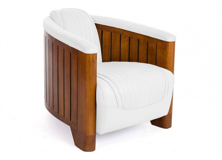 Fauteuil Canoë - Cuir blanc