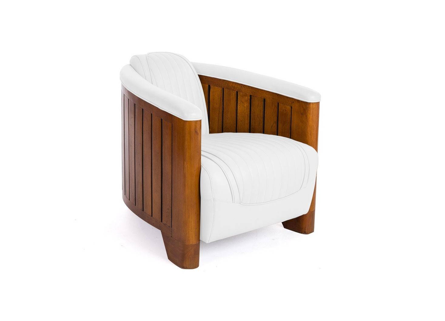 Canoë armchair - white leather