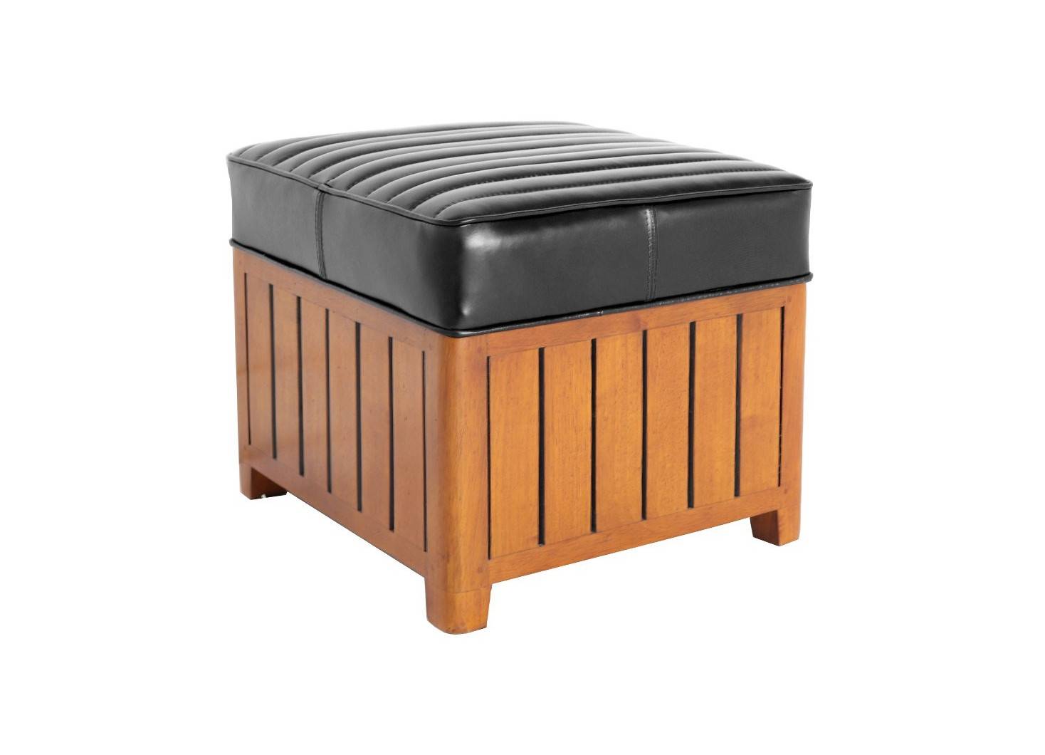 Canoë footstool - black leather 