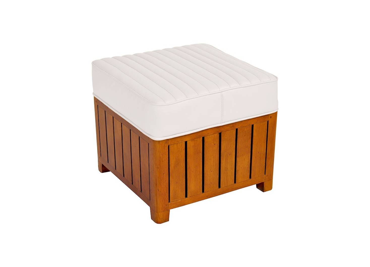 Pouf carré Canoë en cuir blanc