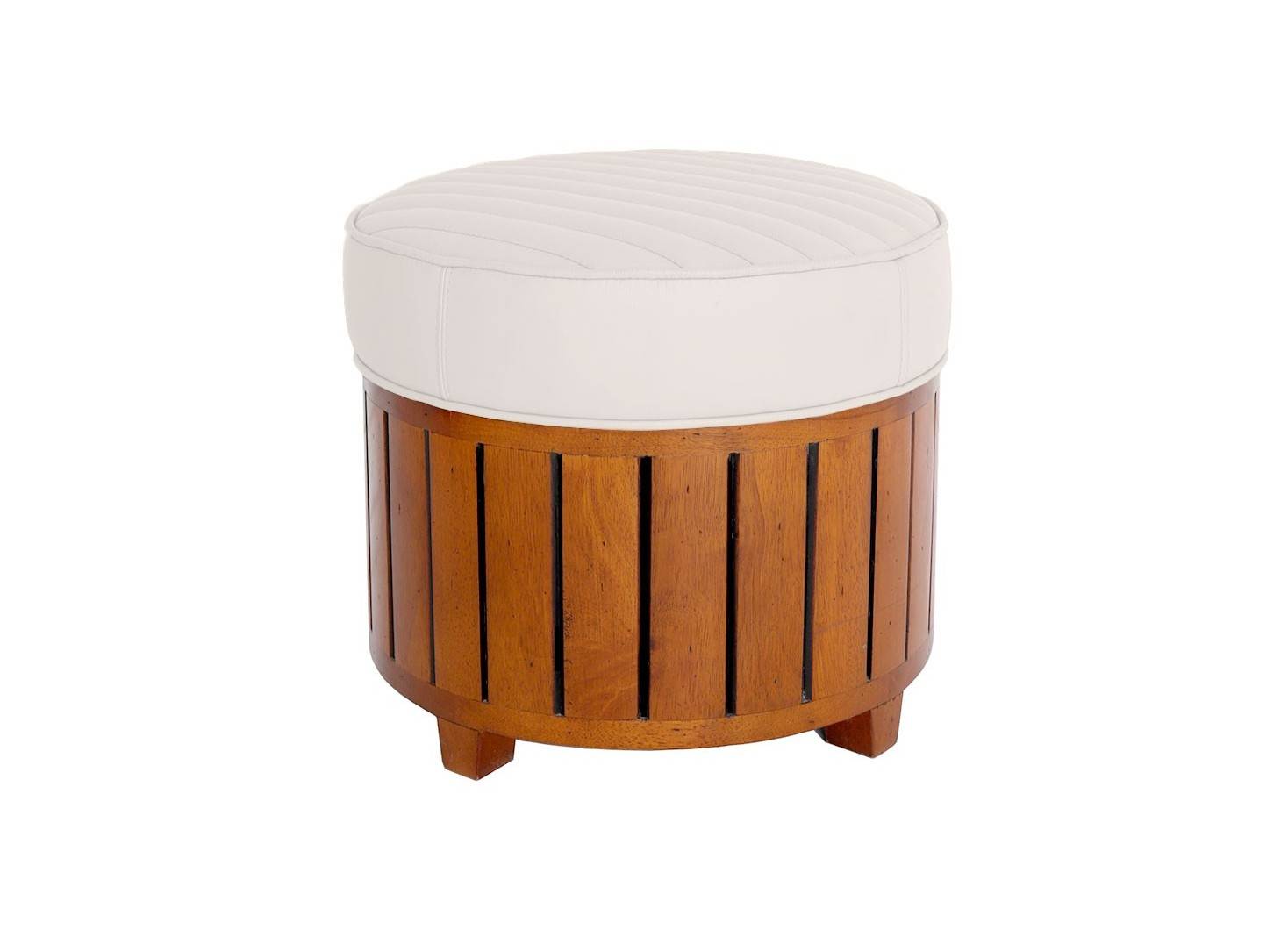 Canoë round footstool - white leather