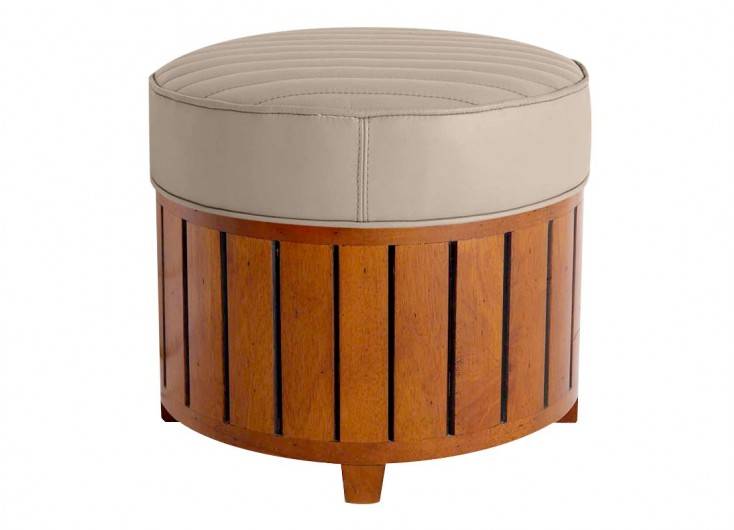 Pouf carré Canoë en cuir beige