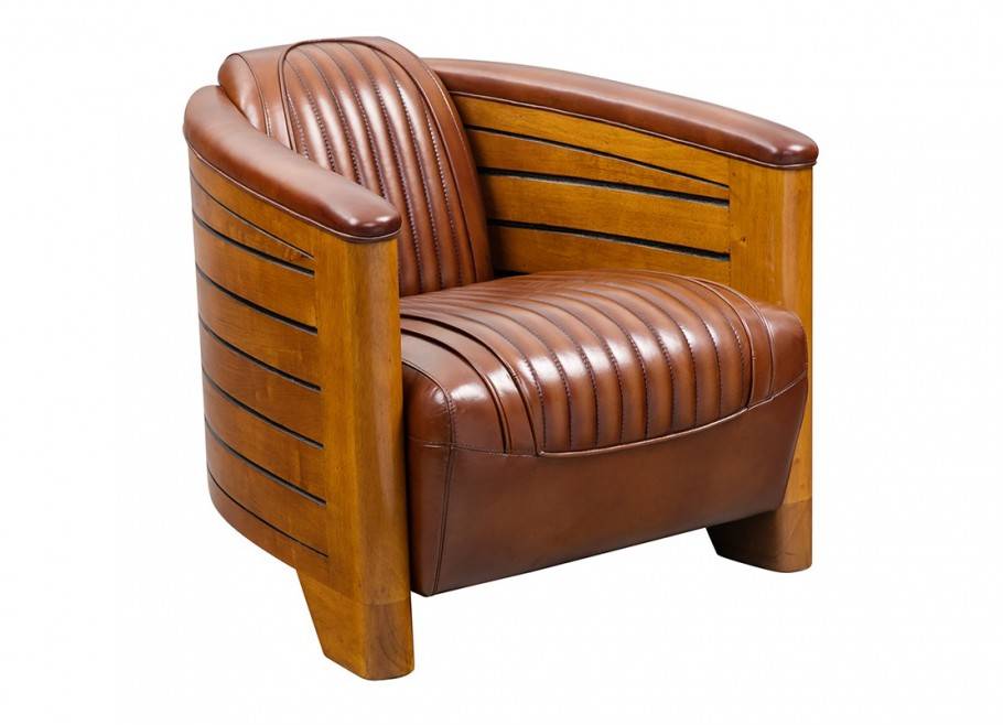 Fauteuil club Pirogue vintage - 3/4 face