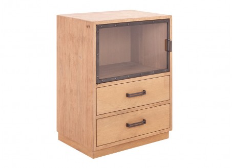 Low bookcase Eiffel, natural finish, 1 door / 2 drawers