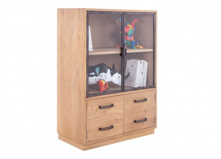 Bookcase Eiffel, natural finish, 4 doors