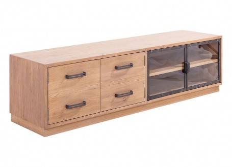 TV stand Eiffel, natural finish, 4 doors