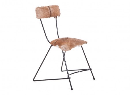 Chaise Trapèze fourrure - Métal et assise bois