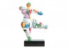 Statue Femme ronde, invitation à danser, motifs graphiques -H33cm
